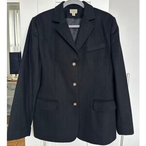 L.L.Bean Women's Vintage Black Wool Cashmere Blend Classic Blazer, Size 14R, EUC